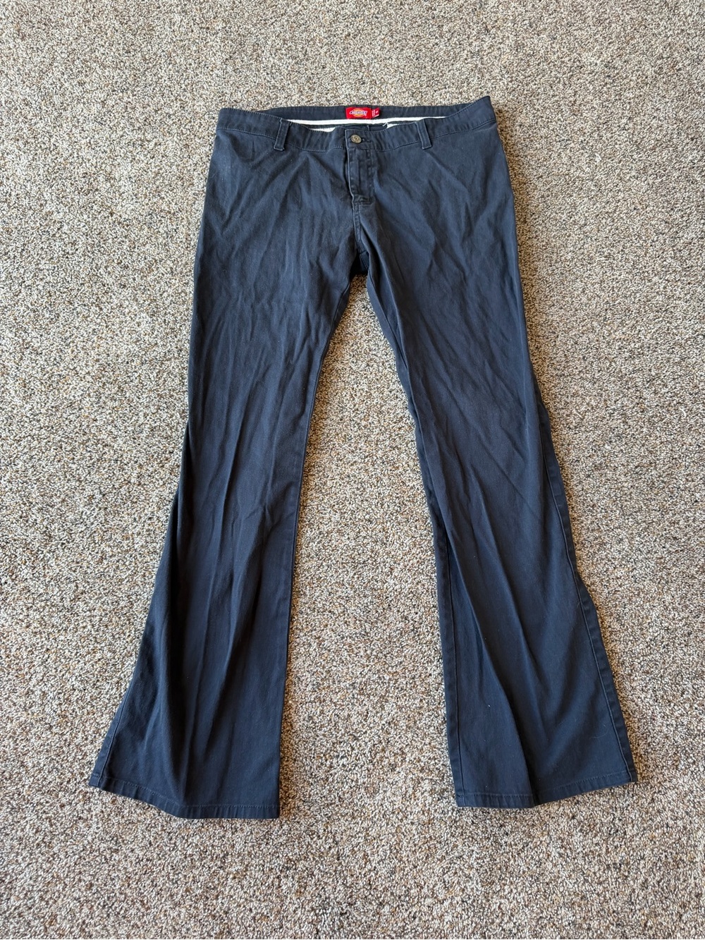 Dickies Womens Juniors 15 navy blue Flare Bootcut Work Pants Y2K Low Rise